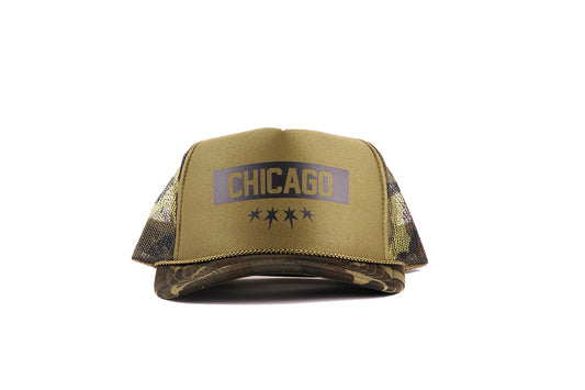 Chicago Block Trucker Hat (Army)